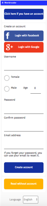 Worldreader Sign In Screen